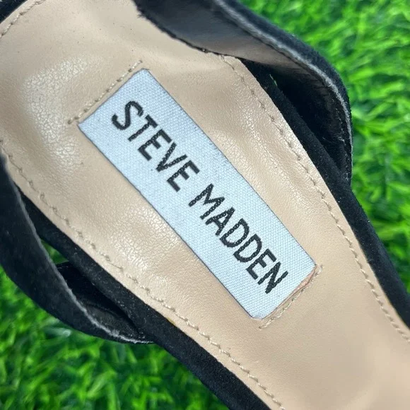 Steve Madden Women's  Black Suede Ankle-Strap Platform Dress‎ Sandals 5" Heel - Picture 6 of 9